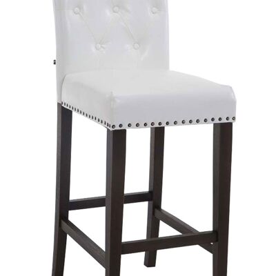 Tabouret de bar Louise blanc antique 57x42x113 simili cuir blanc Bois