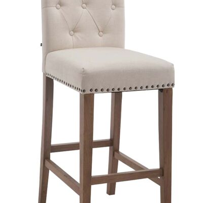 Tabouret de bar Louise tissu antique crème clair 57x42x113 crème Matière Bois