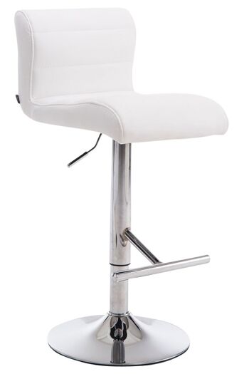 Tabouret de bar Denver V2 blanc 48x37x84 simili cuir blanc Métal chromé 1