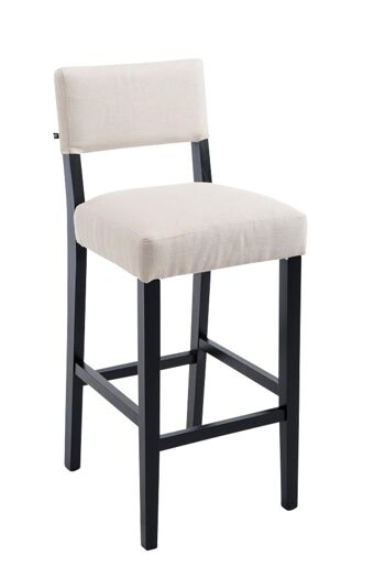 Tabouret de bar Moritz tissu noir crème 53x45x105 crème Matière Bois 1