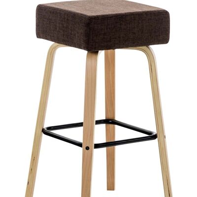 Bar stool Luca in natural fabric brown 43x43x75 brown Material Wood