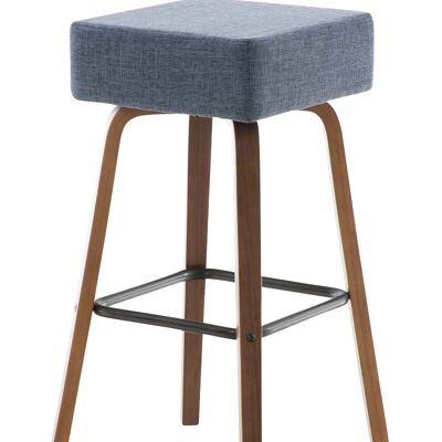 Bar stool Luca fabric walnut blue 43x43x75 blue Material Wood