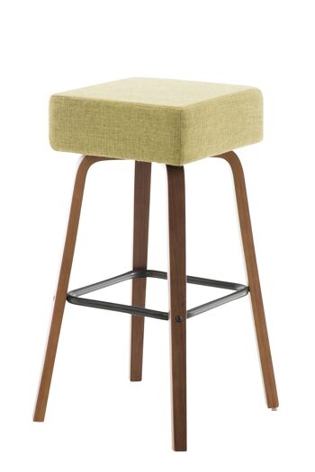 Tabouret de bar Luca tissu noyer vert clair 43x43x75 vert clair Matière Bois 1