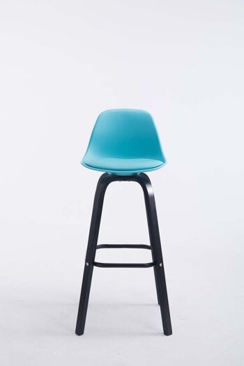 Tabouret de bar Avika simili cuir noir bleu 44x44x95 bois plastique bleu 2