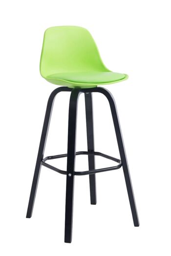 Tabouret de bar Avika simili cuir noir végétal 44x44x95 bois plastique végétal 1