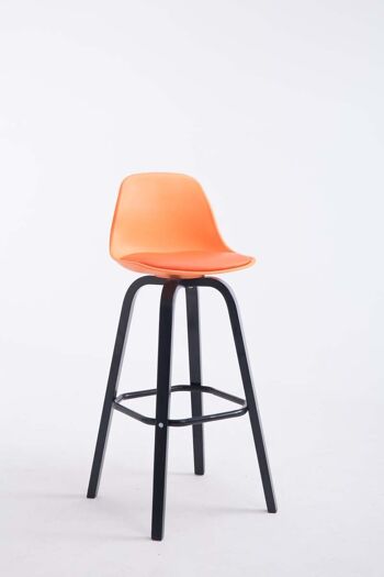 Tabouret de bar Avika simili cuir noir orange 44x44x95 plastique orange Bois 3