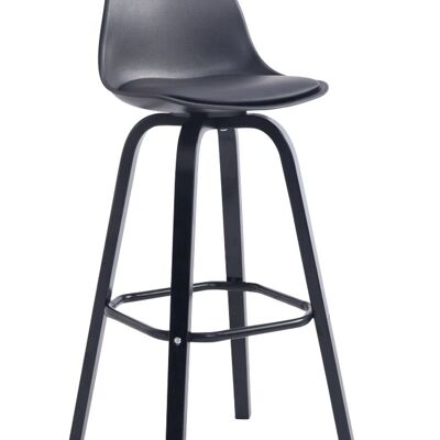 Black leatherette Avika bar stool black 44x44x95 black plastic Wood