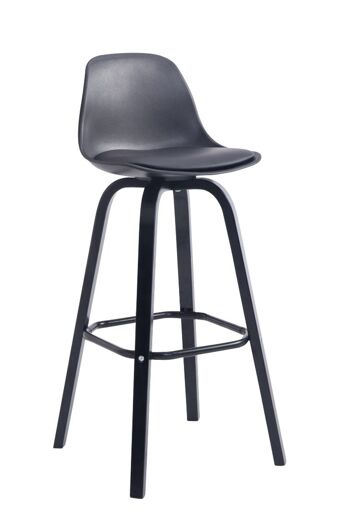 Tabouret de bar Avika simili cuir noir noir 44x44x95 plastique noir Bois 1