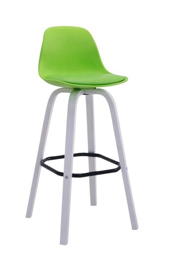 Tabouret de bar Avika cuir artificiel blanc végétal 44x44x95 plastique végétal Bois 1