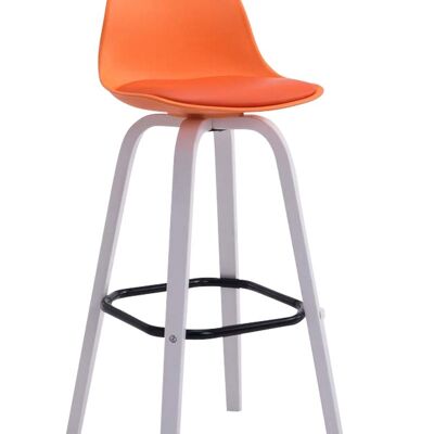 Barhocker Avika Kunstleder weiß orange 44x44x95 orange Kunststoff Holz