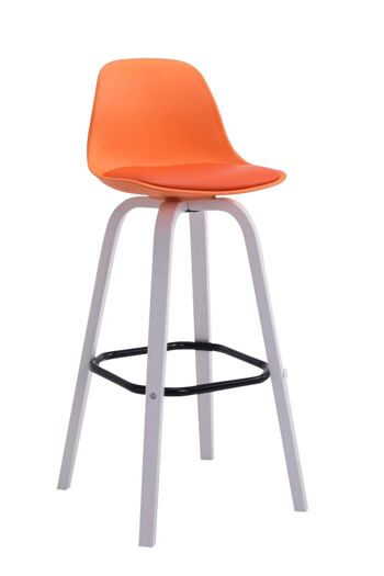 Tabouret de bar Avika simili cuir blanc orange 44x44x95 plastique orange Bois 1