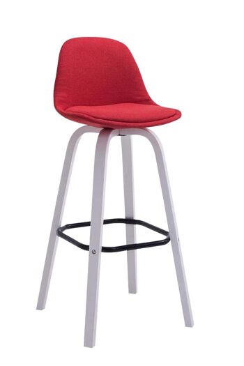 Tabouret de bar Avika tissu blanc rouge 44x44x95 rouge Matière Bois 1