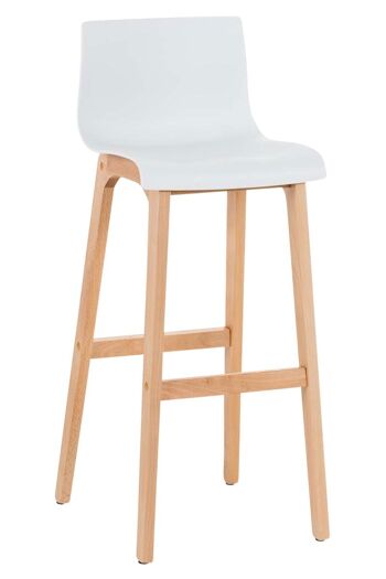 Tabouret de bar Hoover Natura structure à 4 pieds blanc 46x41x101 blanc Bois Bois 1