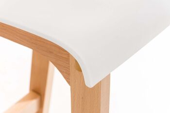 Tabouret de bar Hoover Natura structure à 4 pieds blanc 46x41x101 blanc Bois Bois 7