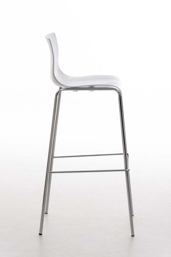 Tabouret de bar Hoover chrome structure 4 pieds blanc 48x43x100 métal plastique blanc 3