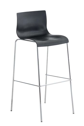 Tabouret de bar Hoover chrome structure 4 pieds noir 48x43x100 métal plastique noir 1