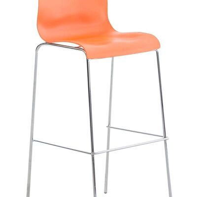 Taburete de bar Hoover cromo estructura 4 patas naranja 48x43x100 plástico metal naranja