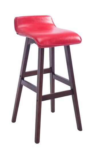 Tabouret de bar Corneila PU cappuccino rouge 44x37x83,5 simili cuir rouge Bois 1