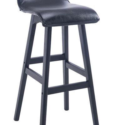 Tabouret de bar Corneila PU noir noir 44x37x83,5 simili cuir noir Bois