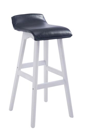 Tabouret de bar Corneila PU blanc noir 44x37x83,5 simili cuir noir Bois 1