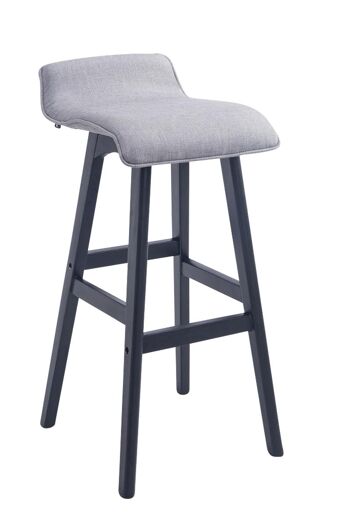 Tabouret de bar Corneila tissu noir gris clair 44x37x83,5 gris clair Matière Bois 1