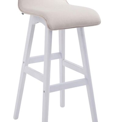 Tabouret de bar Corneila tissu blanc crème 44x37x83,5 crème Matière Bois