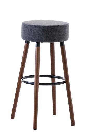 Tabouret de bar Karl tissu noyer gris clair 55x55x75 gris clair Matière Bois 1