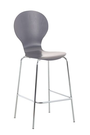 Tabouret de bar Diego Gris 55x52x115 Gris Bois Métal chromé