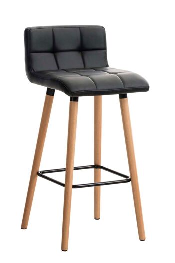 Tabouret de bar Lincoln simili cuir noir 49x42x94 simili cuir noir Bois 1