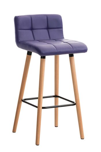 Tabouret de bar simili cuir Lincoln violet 49x42x94 simili cuir violet Wood 1