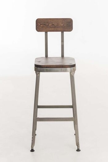 Tabouret de bar Easton assise en bois Gris métallisé 45x44x109 Métal gris métallisé 2