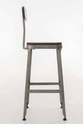 Tabouret de bar Easton assise en bois Gris métallisé 45x44x109 Métal gris métallisé 3