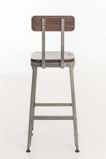 Tabouret de bar Easton assise en bois Gris métallisé 45x44x109 Métal gris métallisé 4