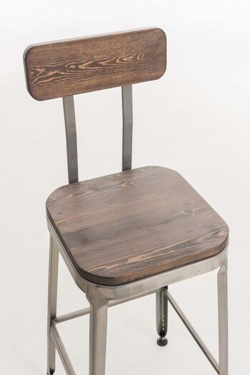 Tabouret de bar Easton assise en bois Gris métallisé 45x44x109 Métal gris métallisé 5