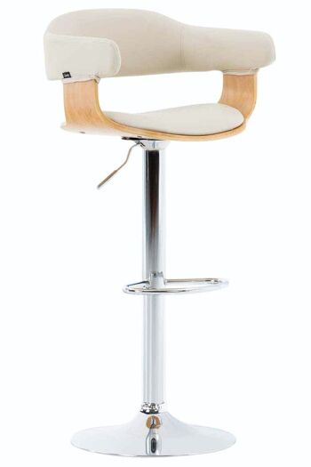 Tabouret de bar Natal Natura naturel/crème 46x48x86 cuir artificiel naturel/crème Métal chromé 1