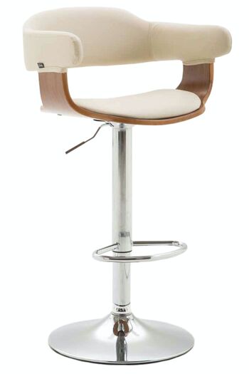 Tabouret de bar Natal noyer noyer/crème 46x48x86 noyer/crème cuir artificiel Métal chromé 1