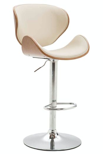 Tabouret de bar Recife noyer noyer/crème 46x48x86 noyer/crème cuir artificiel Métal chromé 1