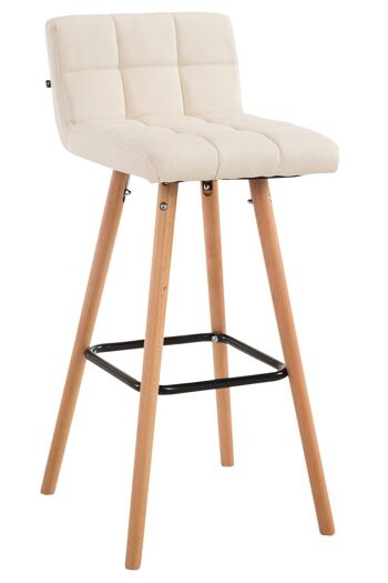 Tabouret de bar Lincoln V2 Natura crème 48x39x94 cuir artificiel crème Bois 1