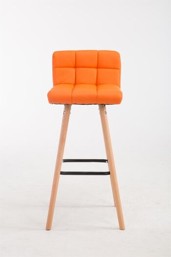 Tabouret de bar Lincoln V2 Natura orange 48x39x94 simili cuir orange Bois 2