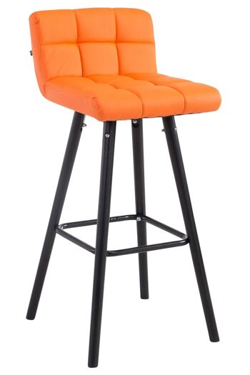 Tabouret de bar Lincoln V2 Noir orange 48x39x94 cuir artificiel orange Bois 1