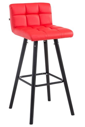 Tabouret de bar Lincoln V2 Noir rouge 48x39x94 simili cuir rouge Bois 1