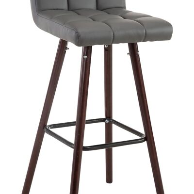 Bar stool Lincoln V2 walnut Gray 48x39x94 Gray artificial leather Wood