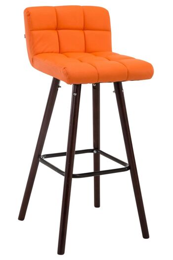 Tabouret de bar Lincoln V2 noyer orange 48x39x94 simili cuir orange Bois 1