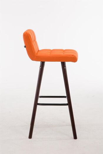 Tabouret de bar Lincoln V2 noyer orange 48x39x94 simili cuir orange Bois 2