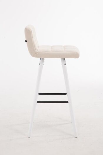 Tabouret de bar Lincoln V2 tissu blanc crème 48x39x94 crème Matière Bois 3