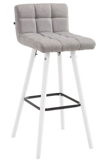 Tabouret de bar Lincoln V2 tissu blanc Gris 48x39x94 Gris Matière Bois 1