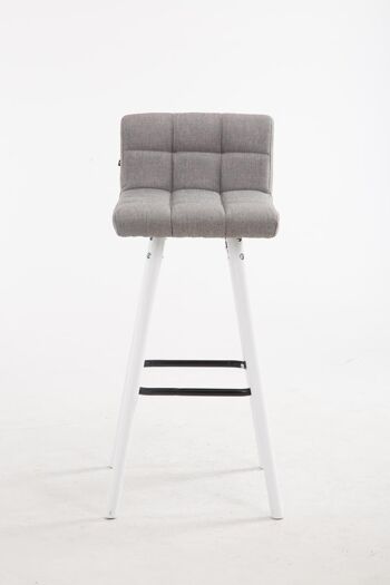 Tabouret de bar Lincoln V2 tissu blanc Gris 48x39x94 Gris Matière Bois 2