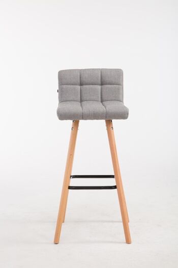 Tabouret de bar Lincoln V2 tissu Natura Gris 48x39x94 Gris Matière Bois 2