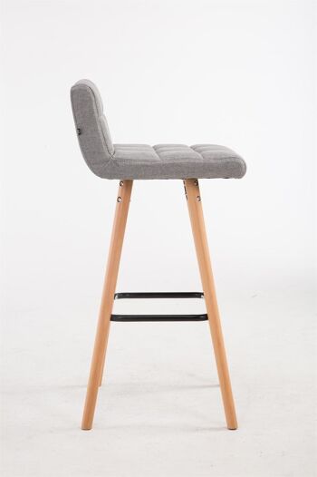 Tabouret de bar Lincoln V2 tissu Natura Gris 48x39x94 Gris Matière Bois 3