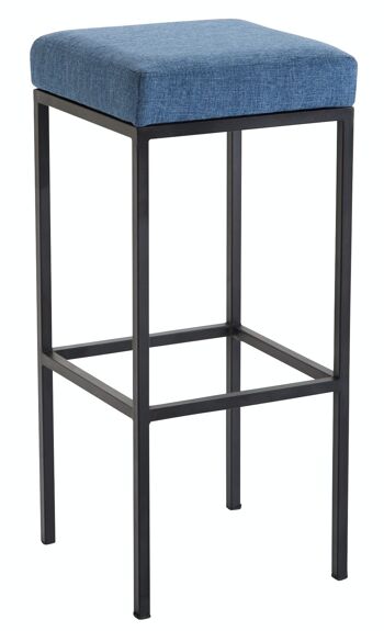 Tabouret de bar Newark 85 tissu bleu noir 37x37x85 bleu Matière métal 1